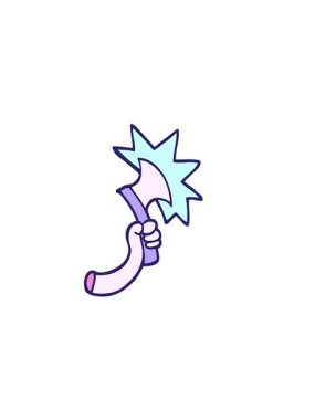 El çiziminin yatay titreşimli animasyonu baltayla çizilmiş karikatür kolu