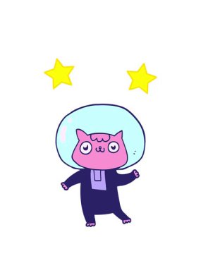 dönen yıldızlar bir uzay kedisinin çizgi filminin animasyonu