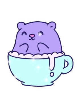 Küçük bir ayının çizgi filminin ışıltı etkisi lattenin içine ne yazık ki oturdu.