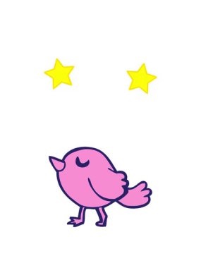 dönen yıldızlar parlak bir kuşun çizgi filminin animasyonu