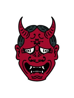 Japon tiyatro kabuki maskesinin hareketli animasyonu