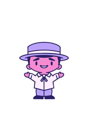 Geleneksel kıyafet çizgi filmindeki Brezilyalı adamın hareketli animasyonu