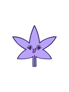 Marihuana yaprağının sevimli bir çizgi filminin yıldız patlaması etkisi animasyonu
