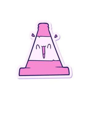 Bir çizgi film trafik konisinin çıkartmasının yükselişi ve yüzdürülmesi