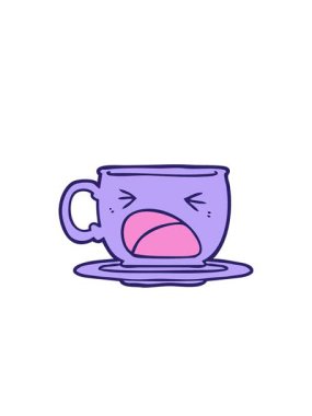 Yanıp sönen radyal çizgiler çizgi film animasyonu çay fincanı diye bağırıyor.