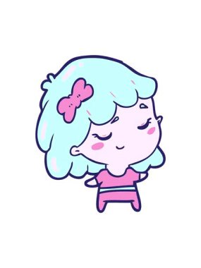 Sevimli mutlu kız çizgi filminin dikkat çekici animasyonu.