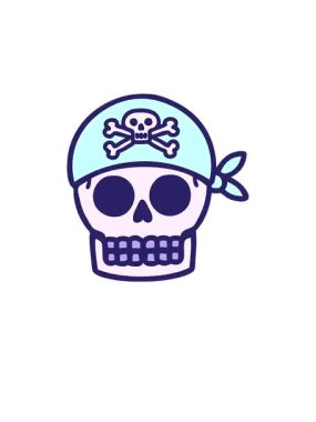 Kalk ve dövmenin animasyonunu geleneksel bir korsan kafatası tarzında yap.