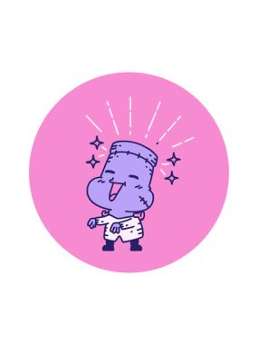 Dikkat çekici bir dövme ikonu. Mutlu Cadılar Bayramı zombi canavarı.