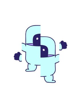 Takım elbiseli bir uzaylının el çizimi karikatürü.