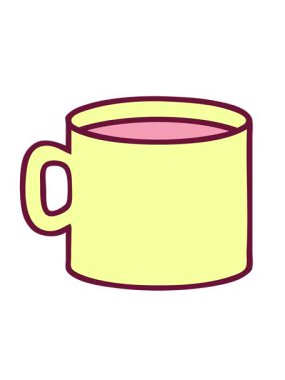 İkonik dövme tarzının animasyonunu canlandırın. Parlak renkli kahve fincanı görüntüsü.