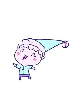 Çizgi filmin göz kırpan radyal çizgileri mutlu noel elflerinin animasyonu.