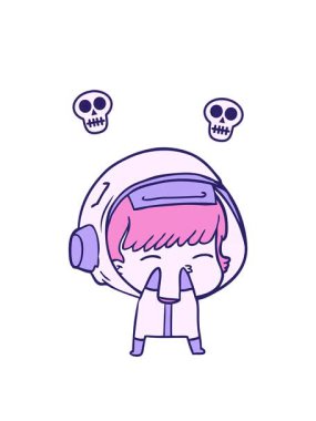 Meraklı bir astronotun kafatası animasyonu