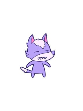 Çizgi film kurtunun dişlerini gösteren yatay titreşimli animasyonu