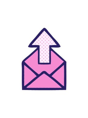 Oklu bir zarfın çizgi roman stili animasyonunun dönen hareketi