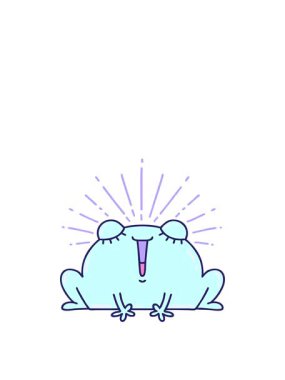 Geleneksel dövme stili mutlu kurbağa çizgi filminin animasyonunu uzatıyorum.