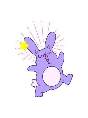 Parıldayan yıldızlar, geleneksel dövme tarzı zıplayan tavşanın animasyonunu etkiler.