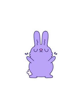 Elle çizilmiş garip çizgi film tavşanının satış animasyonu