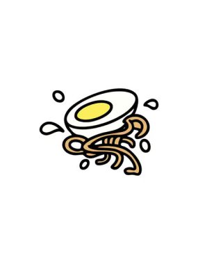 Şehriye ve yumurtanın erişte malzemelerinin gösterişli satış animasyonu.