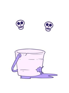 Kırık kova çizgi filminin kafatası animasyonu