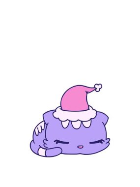 Kalkıp yüzen el animasyonu Kawaii kedisinin Noel 'i