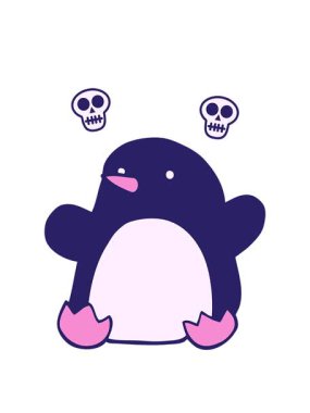 karikatür karalama dans eden penguenin kafatası animasyonu