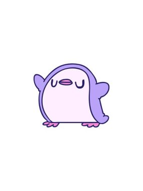 Çizgi film animasyonunun satış animasyonu. Tatlı bir penguenin kawaii 'si.