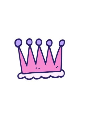 Basit karikatür karalama tacının yatay titreşimli animasyonu