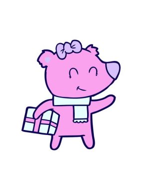 Ayı çizgi filminin neon ışık efektli animasyonu