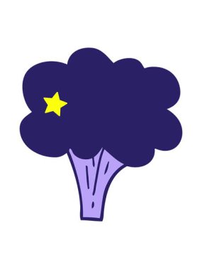 Parlayan yıldızlar çizgi film karalama brokoli sapının animasyonunu etkiler.