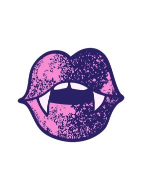 Dönen hareketli grunge desenli çizim vampir ağzı animasyonu.