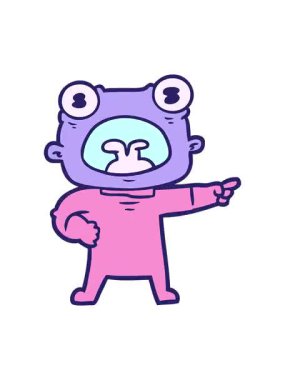 Titreyen hareketli çizgi film animasyonu. Garip uzaylı çığlıkları.