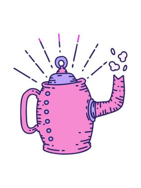 Geleneksel dövme stili eski kahve demliğinin animasyonunu canlandırın.