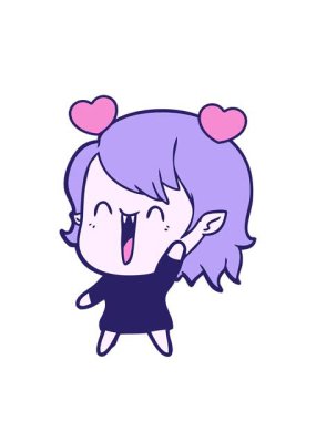 Mutlu vampir kızın dönen kalp animasyonu.