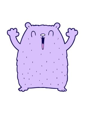 Neşeli çizgi film ayısının neon ışık efektleri