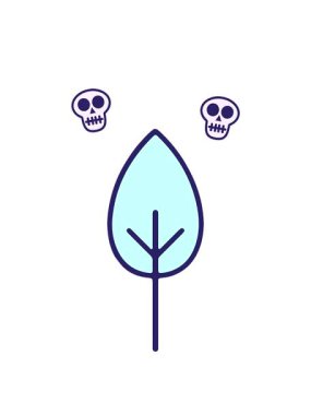 basit yaprak çizimlerinin kafatası animasyonu