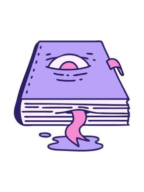 Basınç, göz küresiyle ürkütücü bir büyü kitabının karikatürünü patlatıyor.