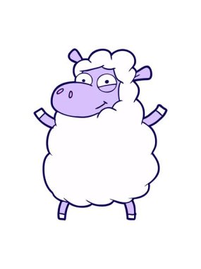 Çizgi film koyun karalamalarının neon ışık efektleri