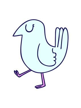 Garip çizgi film sarı kuşun neon ışık efekti animasyonu