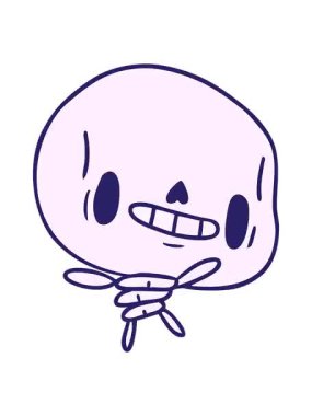 Kawaii 'nin sevimli ölü iskeletinin titreyen animasyonu.