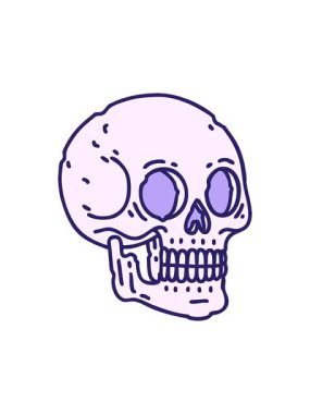 Dikkat çekici dövme animasyonu geleneksel bir kafatası görüntüsüyle