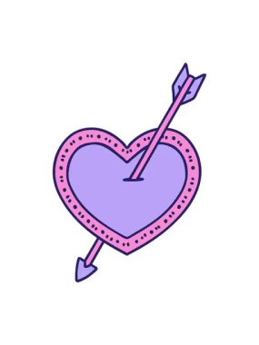 Bir okun ve kalbin dövme şeklindeki karalamalarının canlandırma efekti