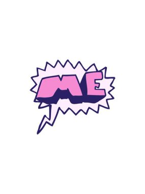 freehand çizilmiş konuşma baloncuğu ME sembolünün satış flaş animasyonu