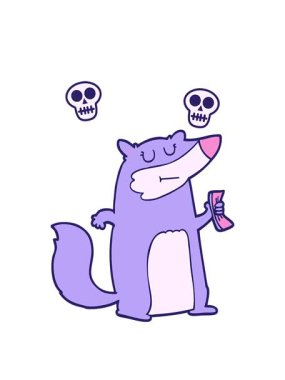 Nakit para tutan porsuk çizgi filminin kafatası animasyonu