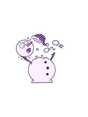 Kartopu savaşında kardan adamın yatay titreşimli animasyonu