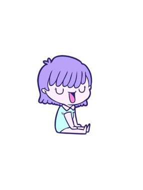 Çizgi film kadın illüstrasyonunun yatay titreşimli animasyonu