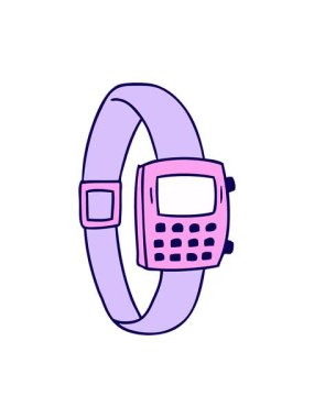 Elle çizilen çizgi filmin neon ışığı animasyonu bir retro saatin karalaması