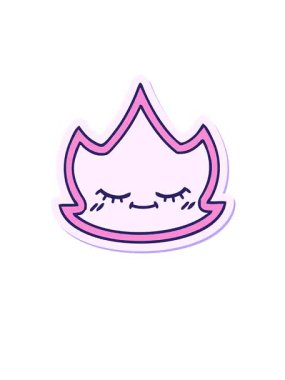 Tatlı bir çizgi film alevinin çıkartmasının yükselişi ve havada süzülmesi