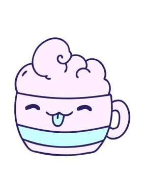 Mutlu bir fincan kahvenin köpüklü çizgi filminin titreşimli animasyonu