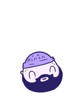 Sakallı çizgi film suratının zıplama hareketi.