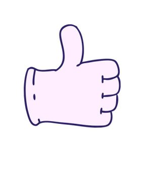 Karikatür eldiveninin yükselmesi ve yüzdürülmesi başparmak işareti veriyor